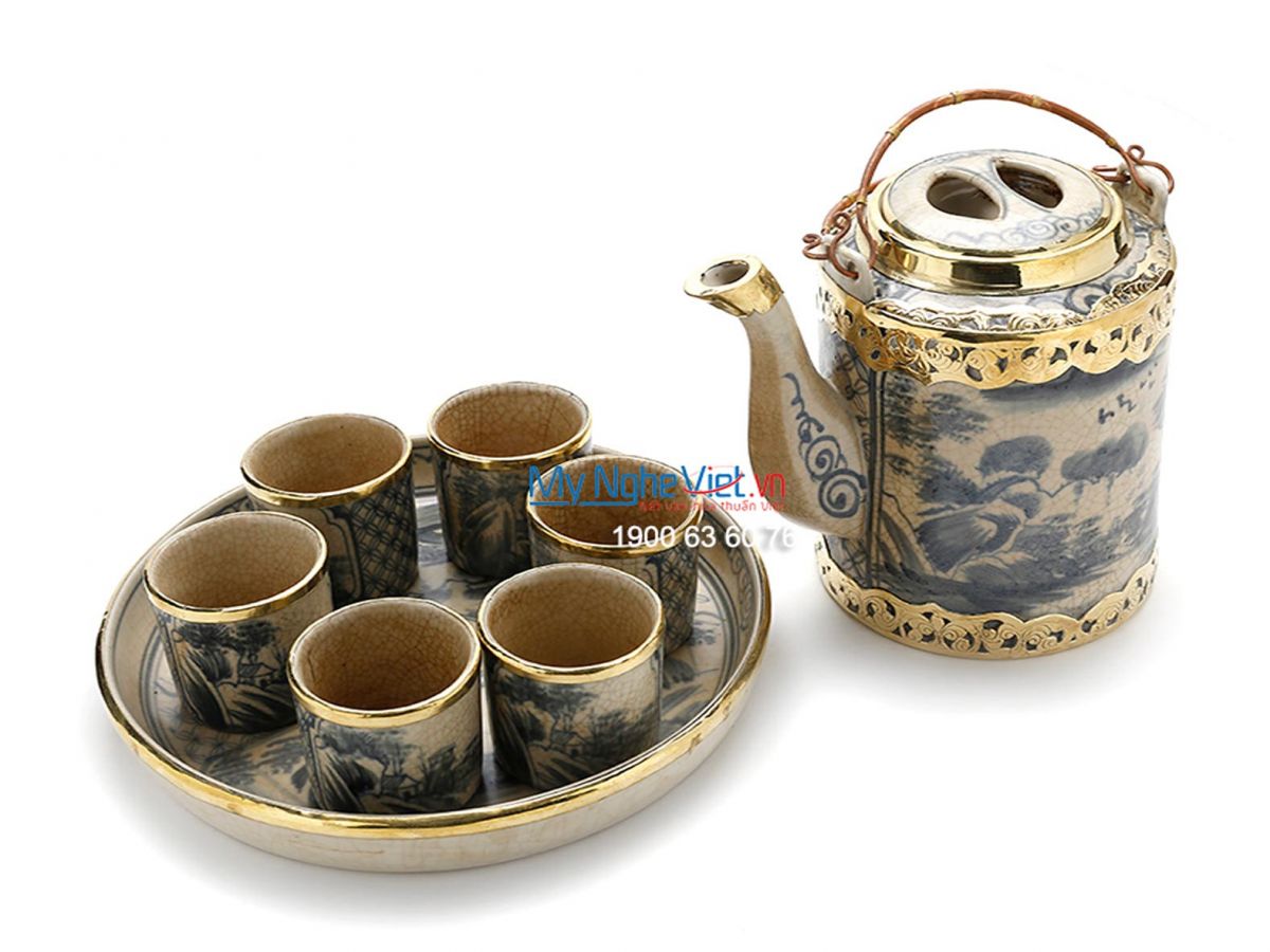 Tea set with crackle glaze and covered bronze MNV-TS457
