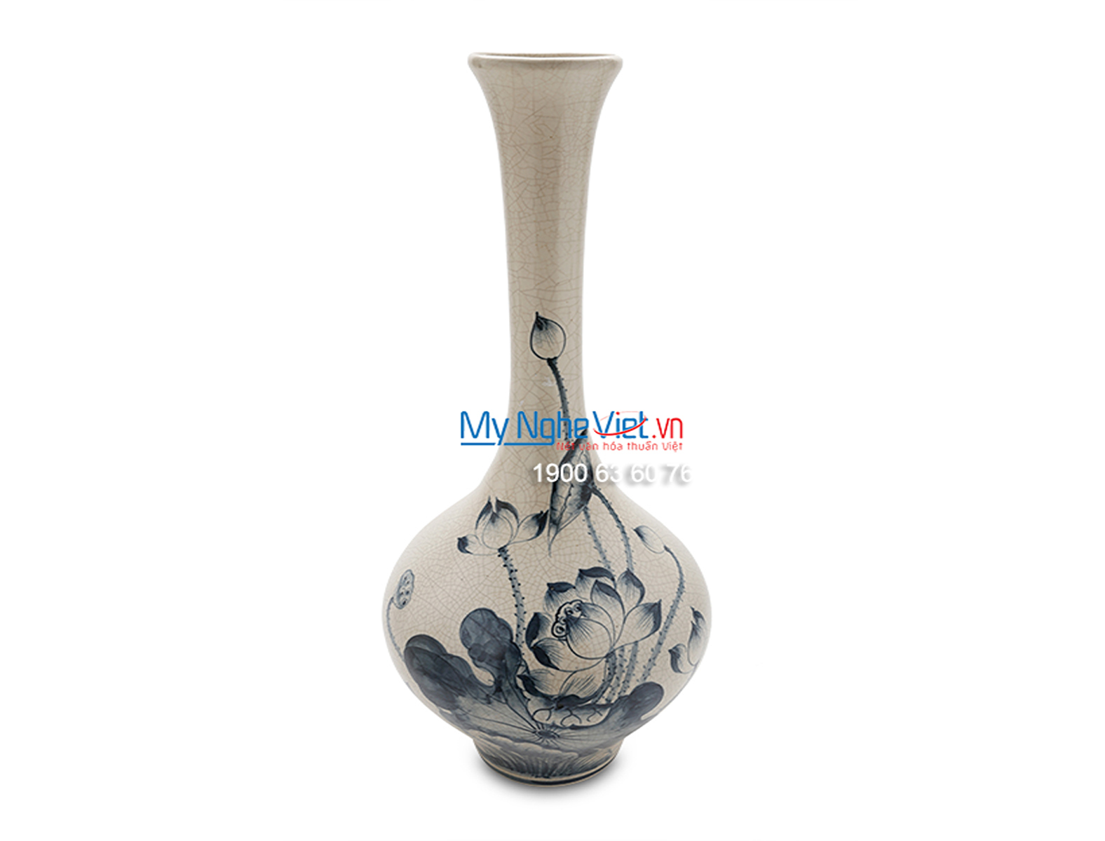 Vase with High Neck and Lotus Flower Pattern MNV_LHC39
