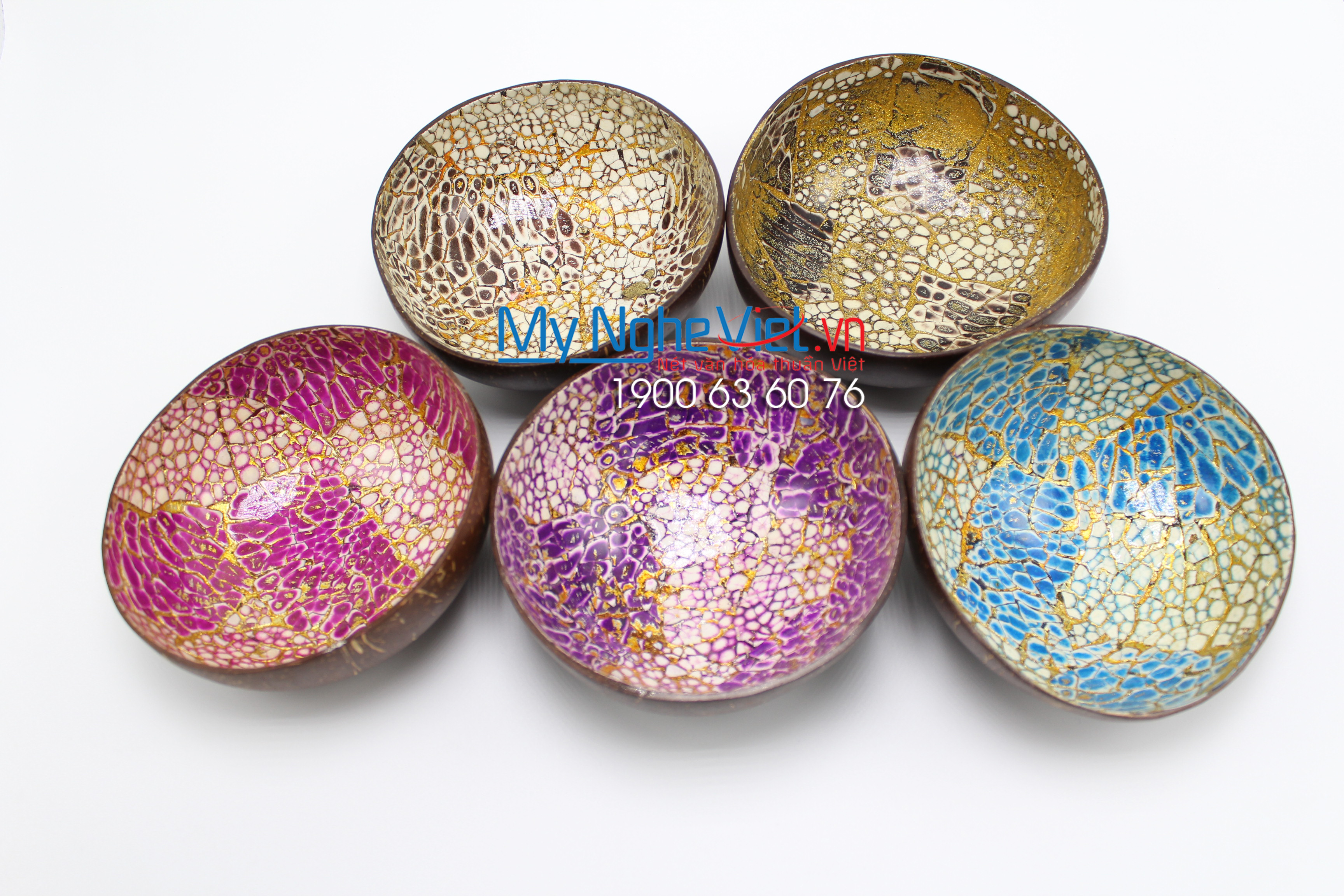 Multicolor Lacquer Painting Coconut Cup MNV-CDSM07